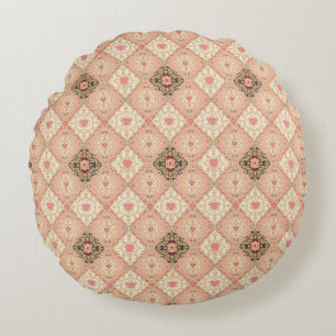 Elegant Vintage Baroque Valentine Day Round Cushion