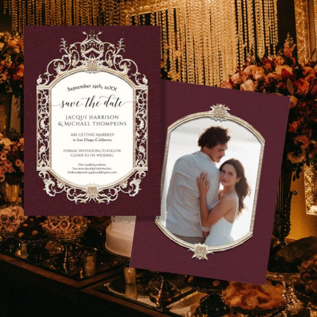 Elegant Vintage Baroque Victorian Burgundy Gold Invitation (Creator Uploaded)