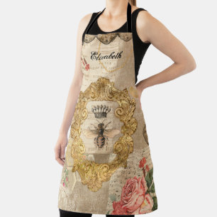 Elegant Vintage Bee Decoupage All-Over Print Apron