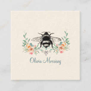 Elegant Vintage Bee Floral Calling Card