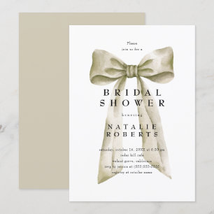 Elegant Vintage Beige Bow Bridal Shower Invitation