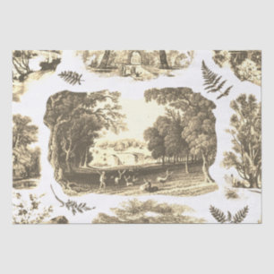 Elegant Vintage Beige Country French Toile Tissue Paper