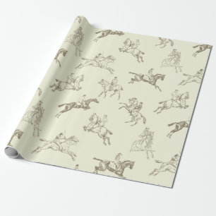 Elegant Vintage Beige Equestrian Wrapping Paper