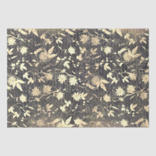 Elegant Vintage Beige Floral Handwriting Decoupage Tissue Paper