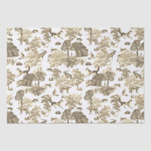 Elegant Vintage Beige Fox Rabbit Country Toile Tissue Paper