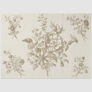 Elegant Vintage Beige Gold Floral Tissue Paper