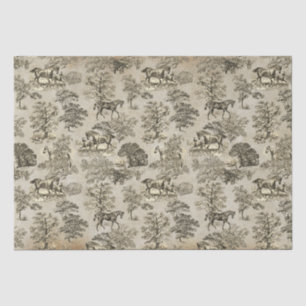 Elegant Vintage Beige Horse Toile Kraft Tissue Paper