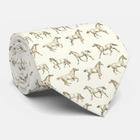Elegant Vintage Beige Ivory Galloping Horses