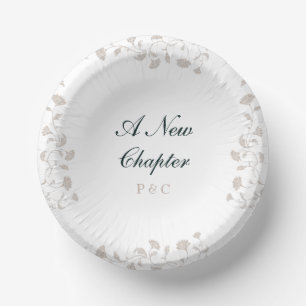 Elegant Vintage Beige Library Book Cover Wedding Paper Plate