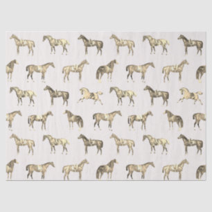 Elegant Vintage Beige Saddled Horses  Tissue Paper