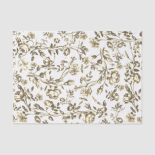 Elegant Vintage Beige White Floral Tissue Paper