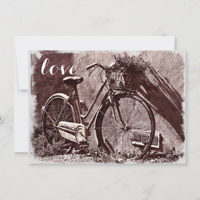 Elegant Vintage Bicycle Love Wedding Invitations (Front)