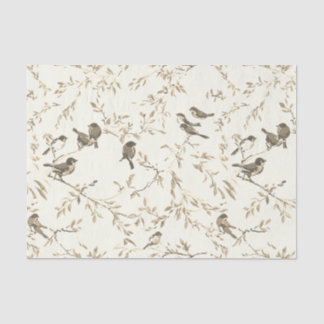Elegant Vintage Bird and Branch Pattern Tissue Paper