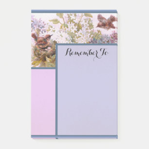 Elegant Vintage Birds And Flowers Blue Purple Post-it Notes