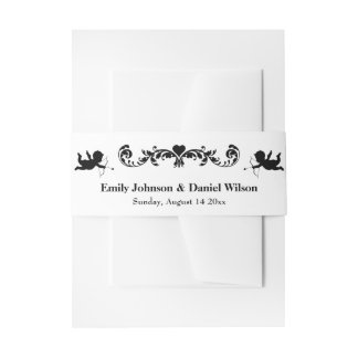 Elegant Vintage Black And White Invitation Belly Band