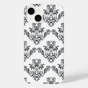 Elegant vintage black damask White Case-Mate iPhone 14 Case