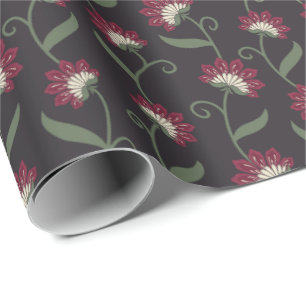 Elegant Vintage Black Floral Wrapping Paper