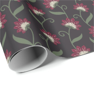 Elegant Vintage Black Floral Wrapping Paper
