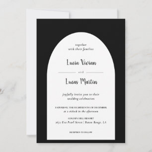 Elegant Vintage Black Formal Wedding Invitation
