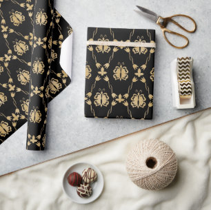 Elegant Vintage Black Gold Pattern Wrapping Paper