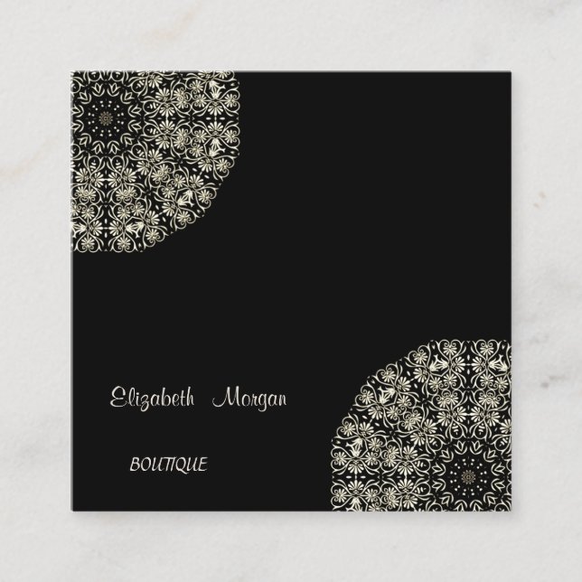 Elegant Vintage,Black , Lace Square Business Card (Front)