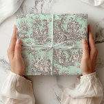 Elegant vintage black mint toile de jouy wrapping paper<br><div class="desc">Vintage black mint toile de jouy Wrapping Paper. This toile de jouy vintage Gift Bag is inspired by the exquisite designs of french countryside scenes. These sophisticated Toile prints are an all time rage at the moment, The designs are classic and romantic with stylish classy colours. The perfect Wrapping Paper...</div>