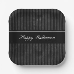 Elegant Vintage Black Stripes Halloween Paper Plate