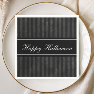 Elegant Vintage Black Stripes Happy Halloween Napkin