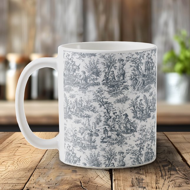 Elegant vintage black toile de jouy  coffee mug (Creator Uploaded)