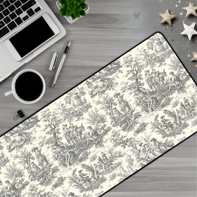 Elegant vintage black toile de jouy  desk mat (Creator Uploaded)