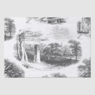 Elegant Vintage Black White Forest Toile Tissue Paper