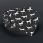 Elegant Vintage Black White Galloping Horses Tie<br><div class="desc">Monochrome toile pattern with old illustrations of horses moving in different gaits: walking, pacing, trotting, cantering and galloping The horse is a majestic animal that embodies the spiritual power of independence, freedom, nobleness, endurance, confidence, triumph, heroism and competition. Its symbol is associated with strength, courage and freedom. The design will...</div>