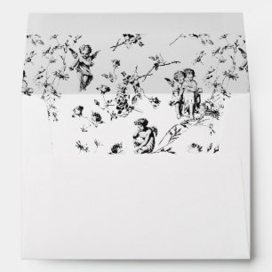 Elegant Vintage Black White Toile Cupid Angels Envelope