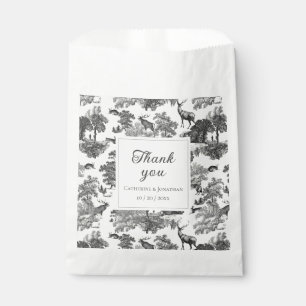 Elegant Vintage Black White Toile Deer Pattern Favour Bags