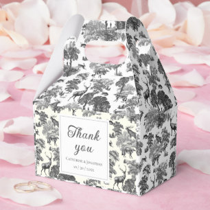 Elegant Vintage Black White Toile Deer Pattern Favour Box