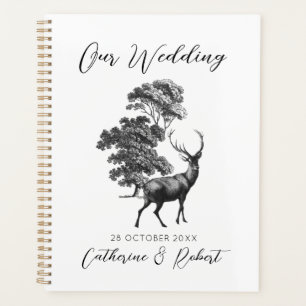 Elegant Vintage Black White Toile Deer Wedding Planner
