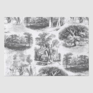 Elegant Vintage Black White Toile English Country Tissue Paper