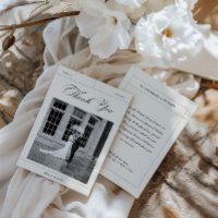 Elegant Vintage Black & White Wedding Photo Thank