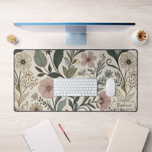 Elegant Vintage Bloom Workspace Mat Personalized