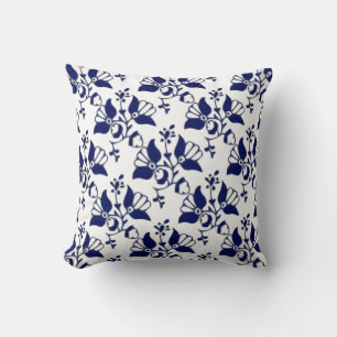 Elegant VIntage Blue and White Floral Pillow