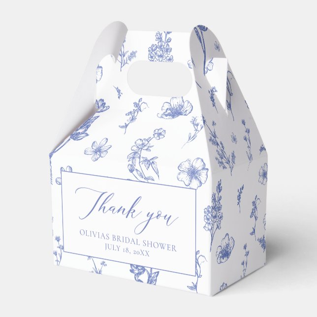 Elegant Vintage Blue Chinoiserie Bridal Shower Favour Box (Front Side)