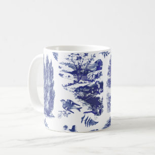 Elegant Vintage Blue Country Pastoral Toile Coffee Mug