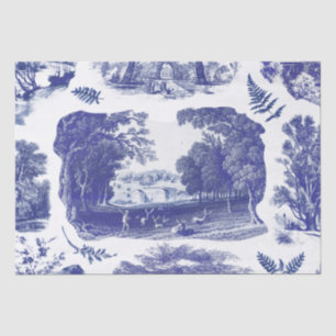 Elegant Vintage Blue Country Pastoral Toile Tissue Paper