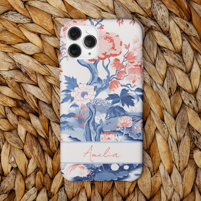 Elegant Vintage Blue Cream Coral Floral Case-Mate iPhone Case (Creator Uploaded)