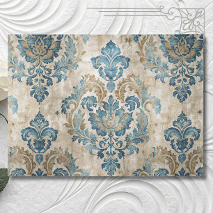 Elegant Vintage Blue Decoupage Tissue Paper