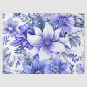 Elegant Vintage Blue Floral Christmas Decoupage  Tissue Paper