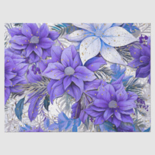Elegant Vintage Blue Floral Christmas Decoupage Tissue Paper