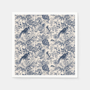 Elegant Vintage Blue Floral Toile Fleurie  Napkin