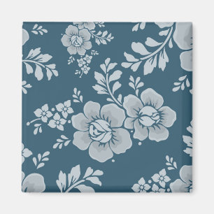 Elegant Vintage Blue Flower Pattern Magnet