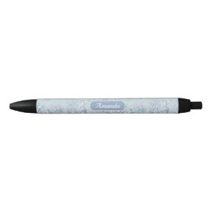 Elegant vintage blue grey toile de jouy black ink pen